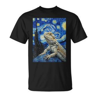 Bearded Dragon Starry Night Van Gogh Style T-Shirt - Seseable