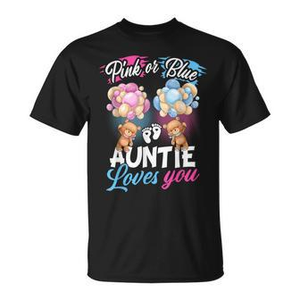 Bears Pink Or Blue Auntie Loves You Gender Reveal T-Shirt - Seseable