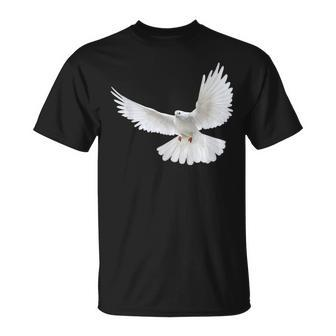 Beautiful Flying Peaceful White Dove Photo Silhouette T-Shirt - Monsterry AU