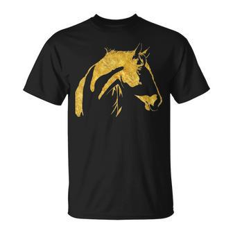 Beautiful Horse For Girls Women Men Gold T-Shirt | Mazezy