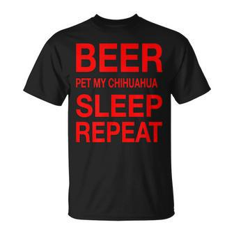 Beer Pet Chihuahua Sleep Repeat Red CDogLove T-Shirt - Monsterry
