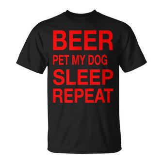 Beer Pet Dog Sleep Repeat Red CDogsLove T-Shirt - Monsterry UK