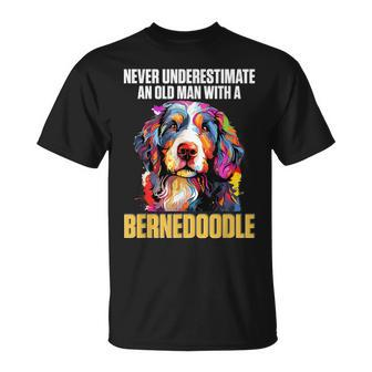 Bernedoodle Dog Breed Pet Never Underestimate A Old Man T-Shirt | Mazezy