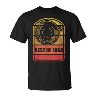 Best Of 1964 60Th Birthday Vintage Vinyl Record Player Retro T-Shirt - Monsterry