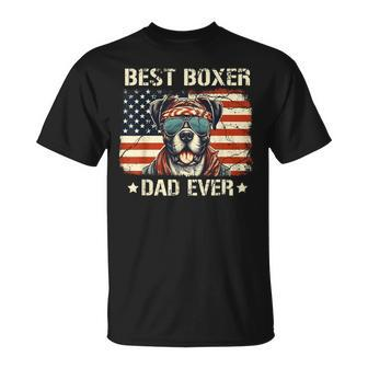 Best Boxer Dad Ever Vintage Usa Flag Dog Lover Father's Day T-Shirt - Thegiftio UK