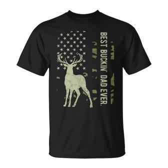 Best Buckin' Dad Camouflage American Flag Deer Hunting T-Shirt | Mazezy UK