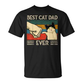 Best Cat Dad Ever Kitten Cat Fist Bump Retro Vintage T-Shirt - Monsterry UK