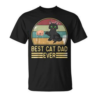 Best Cat Dad Ever Retro Vintage Paw Fist Bomb T-Shirt - Monsterry UK
