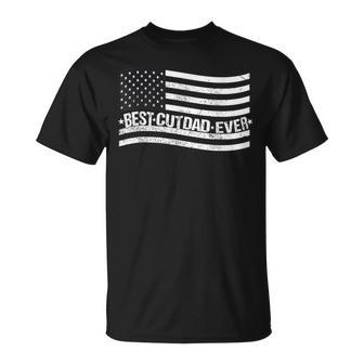 Best Cute Dad Ever Fathers Day For Dad American Us Flag T-Shirt - Monsterry