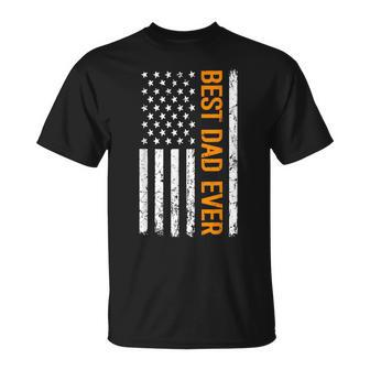 Best Dad Ever With American Flag Fathers Day Dad T-Shirt - Thegiftio UK