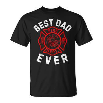 Best Dad Ever Symbol Firefighter Fireman Parent Fathers Day T-Shirt - Seseable