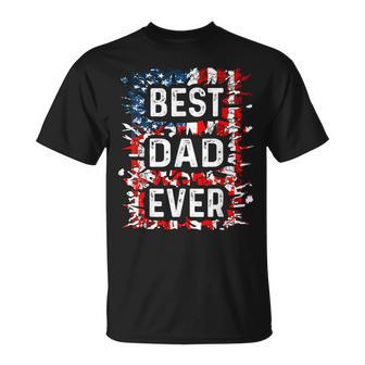 Best Dad Ever With Us American Flag Fathers Day Dad T-Shirt - Seseable