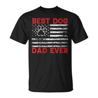 Best Dog Dad Ever American Flag Happy Fathers Day Puppy T-Shirt - Thegiftio UK