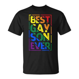 Best Gay Son Ever Lgbt Pride Rainbow Flag Family Outfit Love T-Shirt - Monsterry CA