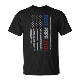 Best Papa Ever Father's Day Loving Dad Us Flag 4Th Of July T-Shirt - Thegiftio UK