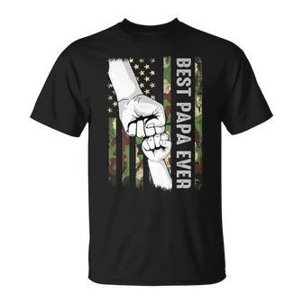 Best Papa Ever Fist Pump With Us American Flag Father's Day T-Shirt - Thegiftio UK