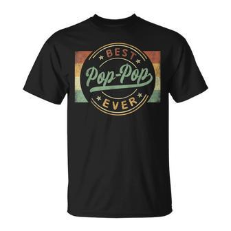 Best Pop-Pop Ever Emblem Father's Day Poppop Grandpa T-Shirt - Seseable