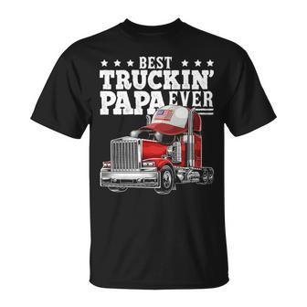 Best Truckin Papa Ever Big Rig Trucker Father's Day Gif T-Shirt | Mazezy