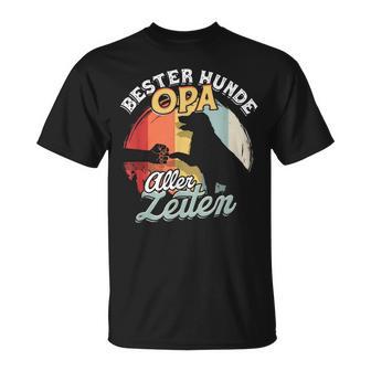 Bester Hunde Opa Aller Zeiten Retro T-Shirt, Lustiges Haustier Großvater Geschenk - Seseable