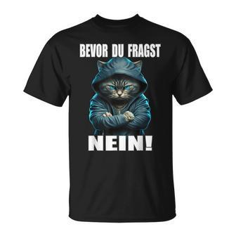 Bevor Du Fragst Nein Provokante Ironie Cat T-Shirt - Seseable