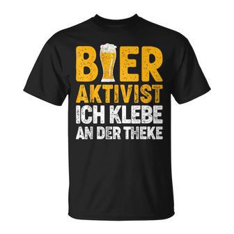 Bier-Aktivist Schwarzes T-Shirt, Ich Klebe An Der Theke Lustiges Biertrinker-Design - Seseable