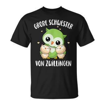 Big Schwester Von Zwillingen German Language T-Shirt - Seseable