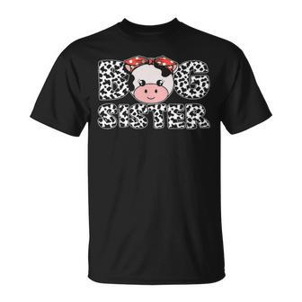 Big Sister Cow Farming Birthday Matching T-Shirt | Mazezy