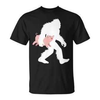 Bigfoot Carrying Pig Cryptid Swine Sasquatch With Hog T-Shirt | Mazezy