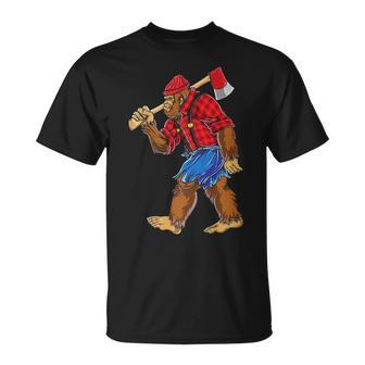 Bigfoot Lumberjack Sasquatch Carpenter Men Dad Boys T-Shirt | Mazezy CA