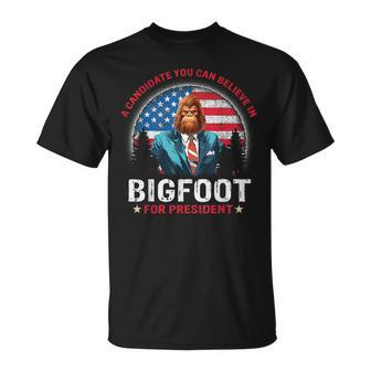 Bigfoot For President Believe Vote Elect Sasquatch Candidate T-Shirt - Seseable