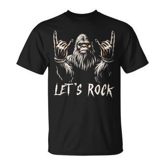 Bigfoot Rock On Sasquatch Rock And Roll Let's Rock T-Shirt - Monsterry DE