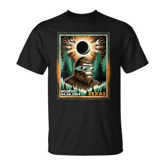Bigfoot Total Solar Eclipse 2024 Texas Sasquatch Vintage T-Shirt | Mazezy