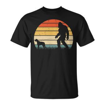 Bigfoot Walking Boxer Dog Vintage Retro Sasquatch T-Shirt | Mazezy