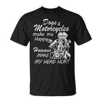 Biker Dogs And Motorcycles Make Me Happy T-Shirt | Mazezy