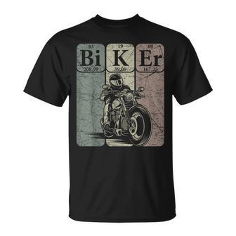 Biker Periodic Table Elements Motorcycle Biking Vintage T-Shirt - Monsterry