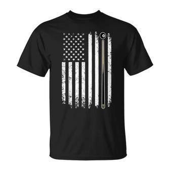Billiards Pool Player Table Usa Us Vintage American Flag T-Shirt | Mazezy CA