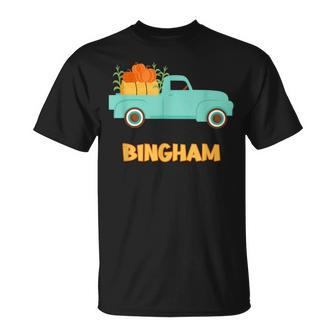 Bingham Custom Last Name Family Pumpkins Thanksgiving T-Shirt - Monsterry