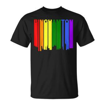 Binghamton New York Lgbtq Gay Pride Rainbow Skyline T-Shirt - Monsterry DE