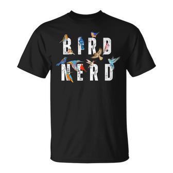 Bird Nerd Typography With Flying Birds Enthusiast T-Shirt - Monsterry CA