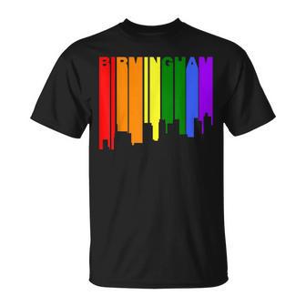 Birmingham Alabama Lgbtq Gay Pride Rainbow Skyline T-Shirt - Monsterry DE