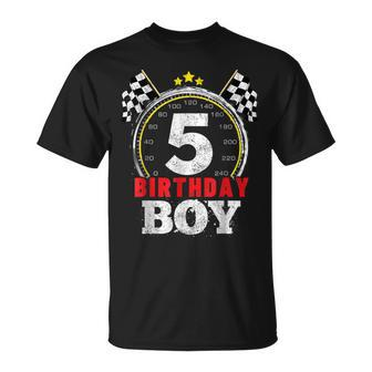 Birthday Boy 5Th Race Car 5 Year Old Racing T-Shirt - Monsterry