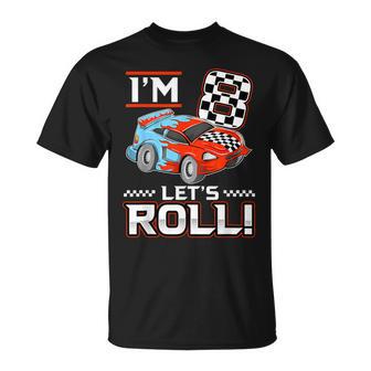 Birthday Boy 8 Eight Race Car 8Th Birthday Racing Car Driver T-Shirt - Monsterry