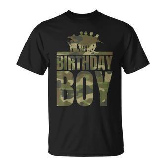 Birthday Boy Army Party Military Party Camo T-Shirt - Monsterry