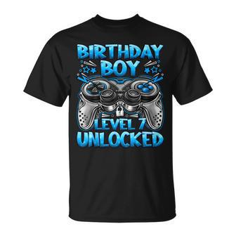 Birthday Boy Level 7 Unlocked 7Th Birthday Boy Gaming T-Shirt - Monsterry UK