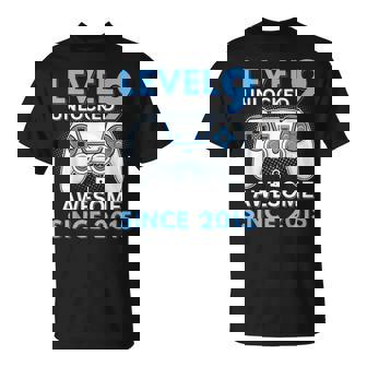 Birthday Boy Level 9 Unlocked Gamer 9 Year Old 9Th Birthday T-Shirt - Seseable