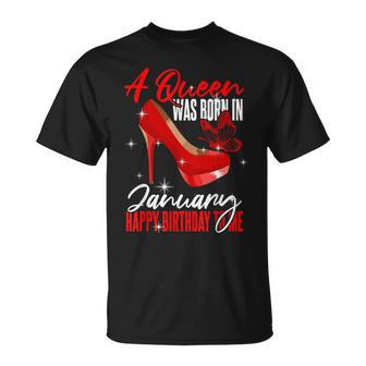 Birthday January A Queen Was Born In January T-Shirt - Seseable