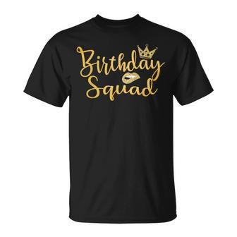 Birthday Squad Party Birthday Lip Gold Crown T T-Shirt - Thegiftio UK