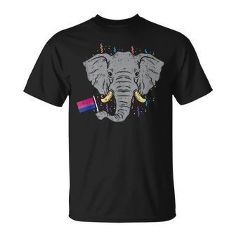 Bisexual Flag Elephant Lgbt Bi Pride Stuff Animal T-Shirt - Monsterry