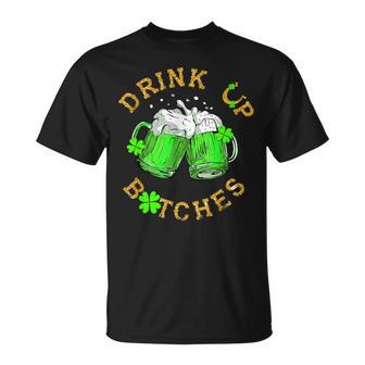 Bitches Drink Up St Patrick's Day Beer Lover Womens T-Shirt | Mazezy CA