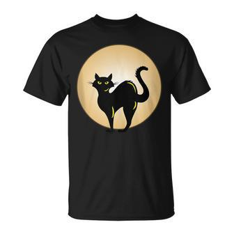 Black Cat And Moon Awesome Cat Lovers Cat Mom Cat Dad T-Shirt - Monsterry UK